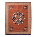 Terracotta Chinese Medallion Hand-Tufted Rug with Navy Greek Key Border