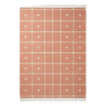 Terracotta Cotton Flat Weave Rug with Ivory Grid and Star Crosses