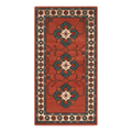 Terracotta Floral Medallion Hand-Tufted Runner with Teal Blooms