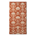 Terracotta Lotus Vine Hand-Tufted Runner with Ivory Blooms
