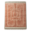 Terracotta Maze Moroccan Shag Rug with Cream Lines
