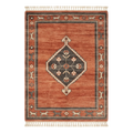Terracotta Medallion Hand-Knotted Rug with Charcoal Animal Border
