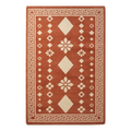 Terracotta Tribal Diamond Hand-Tufted Rug with Cream Greek Key Border