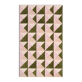 Pink Cream and Olive Triangle Mosaic Hand-Tufted Rug
