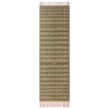 Olive Green Cotton Flat Weave Runner with Cream Geometric Motifs