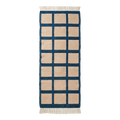 Peach Cotton Flat Weave Runner with Navy Blue Grid