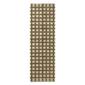 Olive and Brown Checkered Grid Hand-Knotted Runner