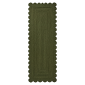 Olive Green Braided Jute Runner Rug with Scalloped Edge