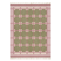 Sage Green Hand-Tufted Rug with Pink Windowpane Plaid