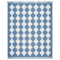 Blue and White Diamond Harlequin Cotton Flat Weave Rug
