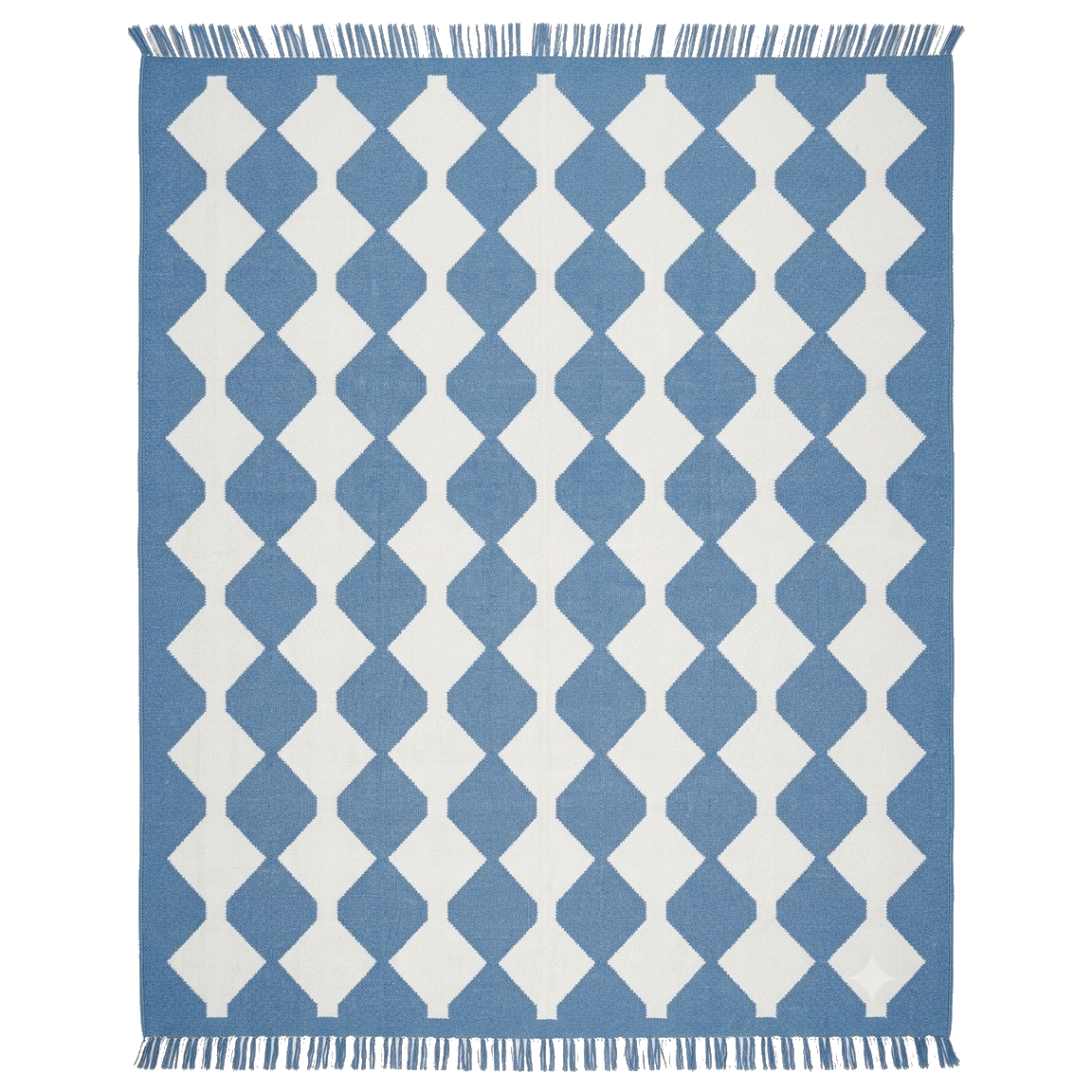 Blue and White Diamond Harlequin Cotton Flat Weave Rug