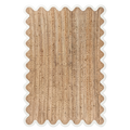 Natural Woven Jute Rug with White Scalloped Border