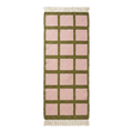 Pink and Olive Green Grid Cotton Flat Weave Runner