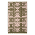 Taupe and Cream Greek Key Cotton Flat Weave Rug