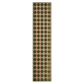 Olive Green Hand-Tufted Runner with Cream Cross Grid