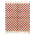 Dusty Rose and Cream Checkerboard Moroccan Shag Rug