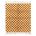 Mustard and Cream Checkerboard Moroccan Shag Rug