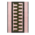 Blush Pink Hand-Tufted Runner with Olive Green Wave Stripe