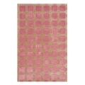 Pink Hand-Tufted Rug with Carved Circle and Square Grid