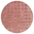 Pink and Sage Tonal Check Round Hand-Tufted Rug
