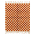 Rust and Cream Checkerboard Moroccan Shag Rug