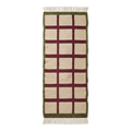 Cream and Burgundy Grid Cotton Flat Weave Runner