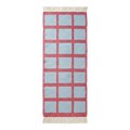 Light Blue and Rose Pink Grid Cotton Flat Weave Runner