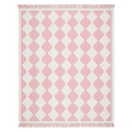 Pink and White Diamond Harlequin Cotton Flat Weave Rug