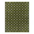 Olive Green Tonal Check Hand-Tufted Rug with Pink Accents