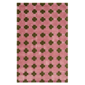 Pink Hand-Tufted Rug with Olive Green Cross Motifs