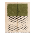 Olive Green and Cream Moroccan Shag Rug with Black Polka Dots