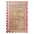 Taupe Hand-Tufted Rug with Pink Scalloped Border