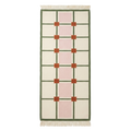 Cream Cotton Flat Weave Runner with Rust and Olive Squares