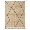 Ivory Beni Ourain Style Moroccan Shag Rug with Charcoal Diamonds
