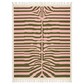 Pink and Olive Green Zebra Stripe Cotton Flat Weave Rug