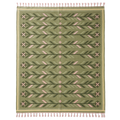 Green and Cream Chevron Kilim Cotton Flat Weave Rug
